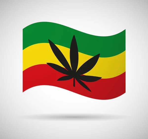 Rasta flag with a hemp leaf — Stock Vector