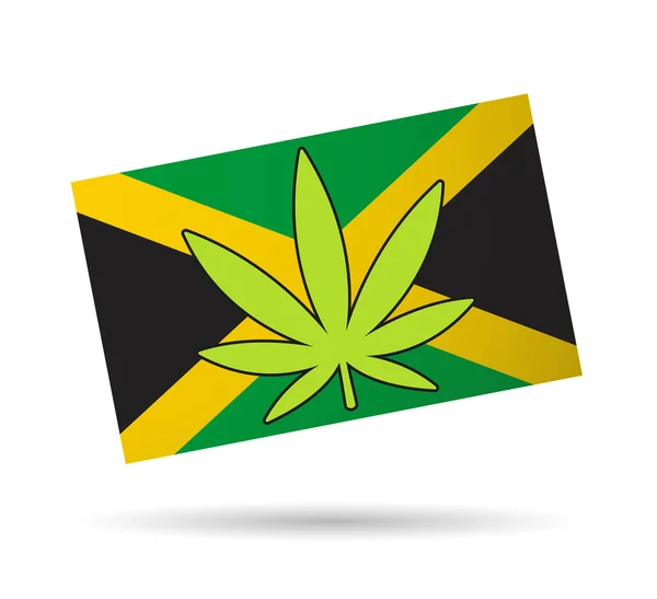 牙买加国旗与大麻叶 — 图库矢量图片