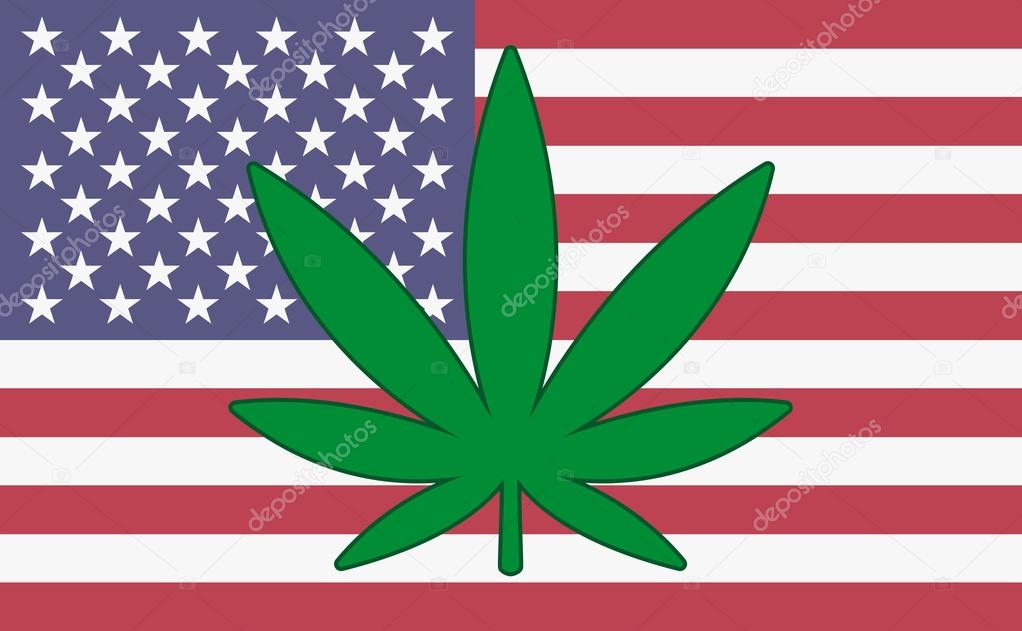   USA flag with a hemp leaf