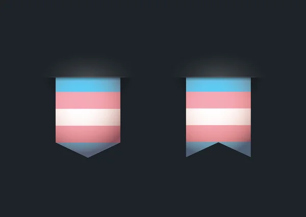 Ribbon set with a transgender pride flag — Stock Vector