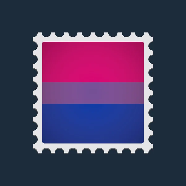 Mail stamp with a bisexual pride flag — Stock Vector