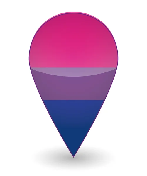 Harita işareti bir biseksüel gurur bayrak ile — Stok Vektör