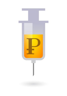 Bir para birimi işaretiyle şırınga