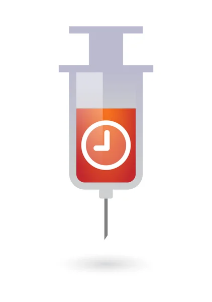 Syringe met een klok — Stockvector