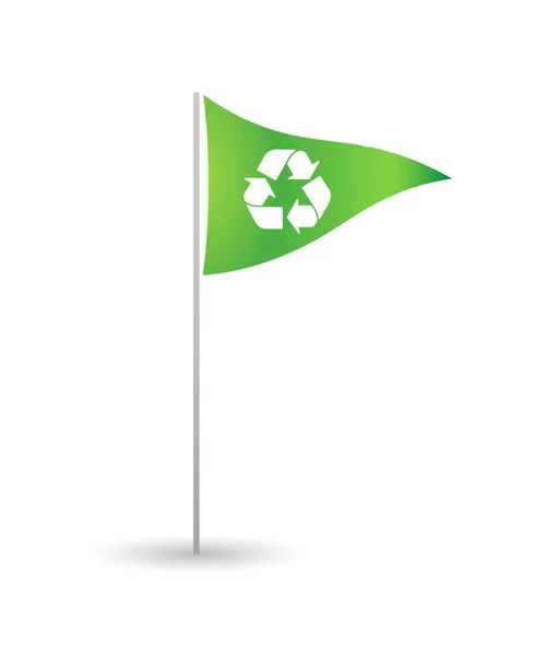 Bandera con un cartel de reciclaje — Vector de stock