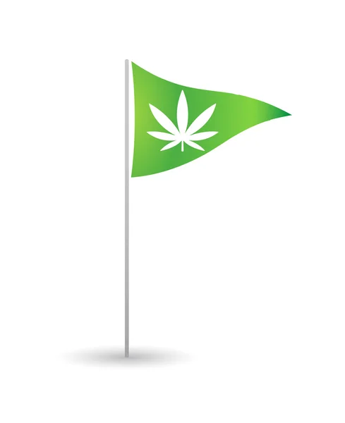 Bandeira com uma folha de maconha — Vetor de Stock