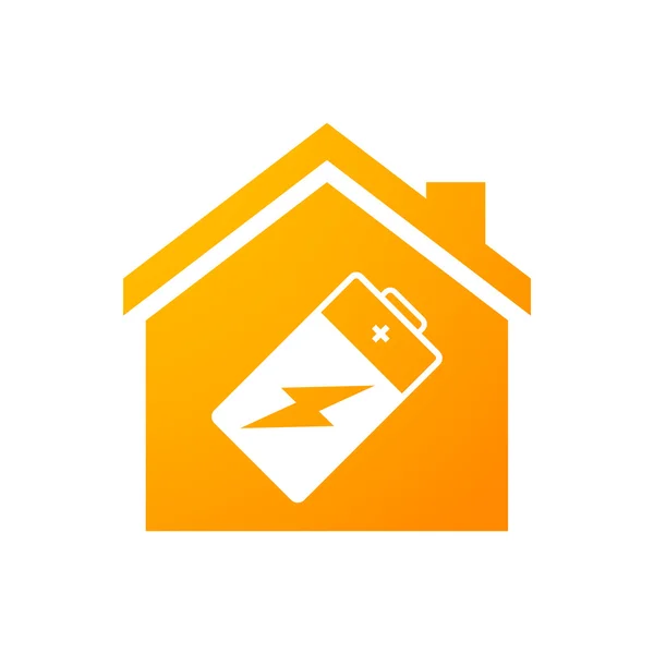 House icon with a battery — Stock Vector