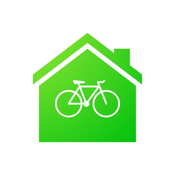 Icono de casa con una bicicleta — Vector de stock