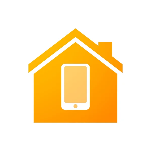 Icona della casa con uno smartphone — Vettoriale Stock
