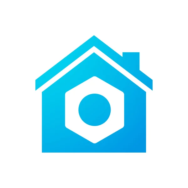 Icône de maison avec un écrou — Image vectorielle