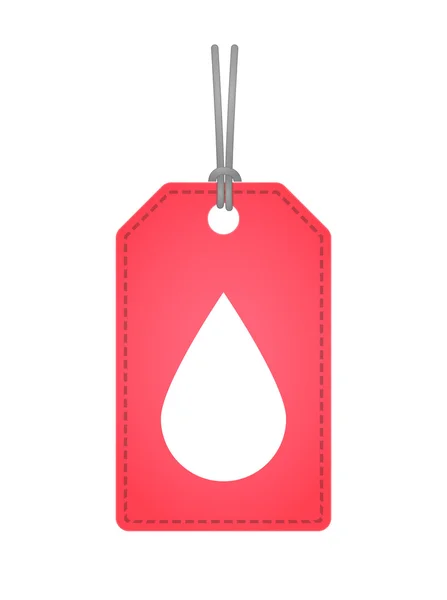 Label icon with a blood drop — Stock Vector