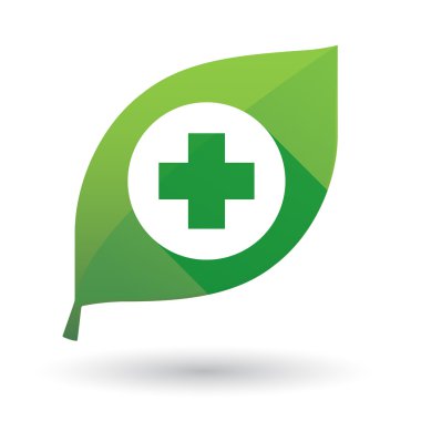 bir eczane işareti simgesiyle yaprak