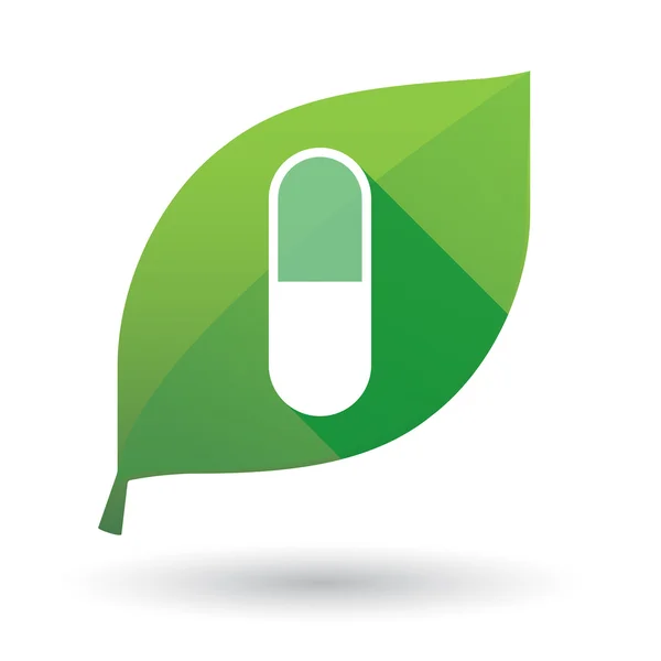 Leaf icon with a pill — Stock Vector