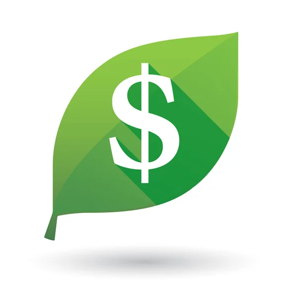 Grönt blad ikonen med en valuta — Stock vektor