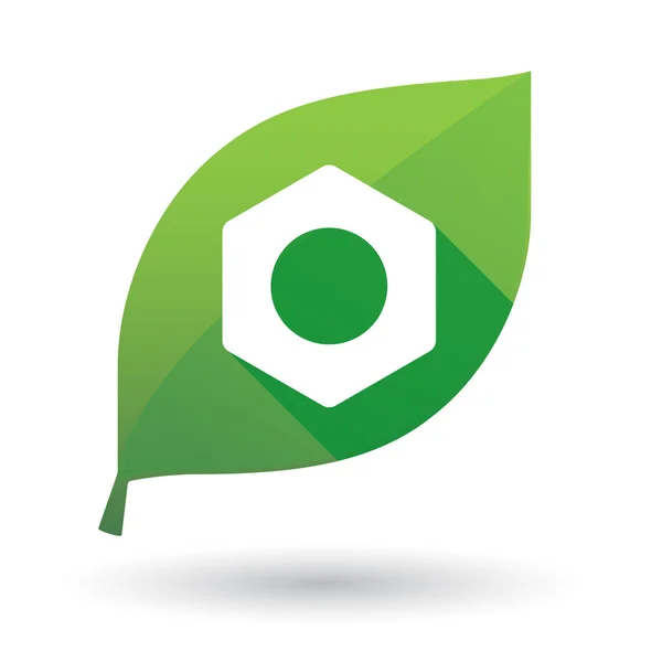 Zielony liść ikona z nakrętką — Wektor stockowy