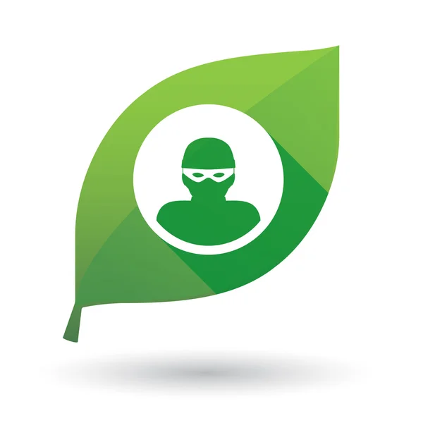 Zelený list s ikonou zloděje — Stockový vektor