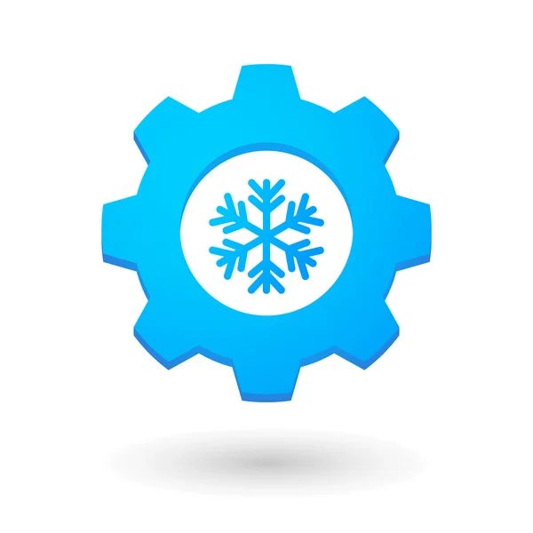 Getriebesymbol mit Schneeflocke — Stockvektor