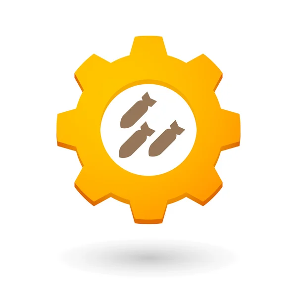 Gear icon with bombs — Stock Vector