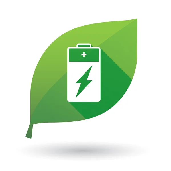 Icône feuille verte avec une batterie — Image vectorielle