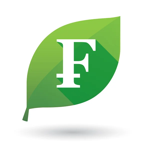 Icono de hoja verde con un signo de moneda — Vector de stock