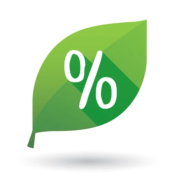 Ikona liść zielony znak zniżki — Wektor stockowy