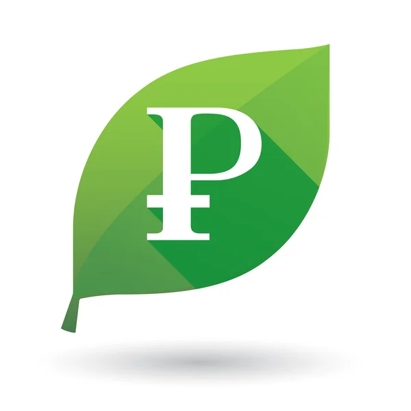 Icône feuille verte avec un signe de devise — Image vectorielle
