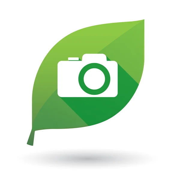 Zöld levél ikon-val egy fénykép fényképezőgép — Stock Vector
