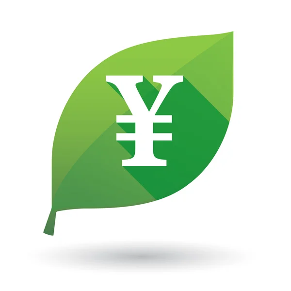 Πράσινο φύλλο εικονίδιο με ένα σύμβολο νομίσματος — Διανυσματικό Αρχείο
