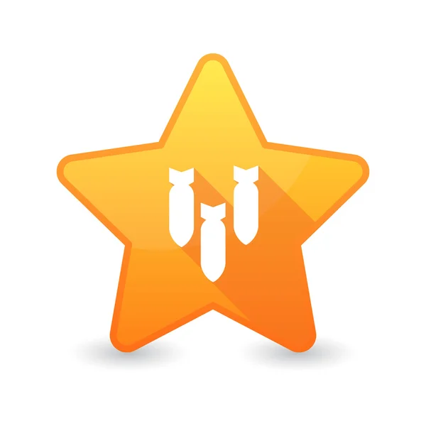 Isolated star icon with bombs — Stock Vector