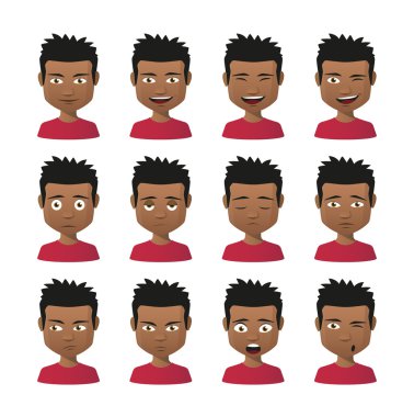 Genç Hintli erkek avatar ifade kümesi