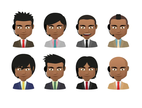 Young indian men wearing suit and a headset avatar set — Stock Vector