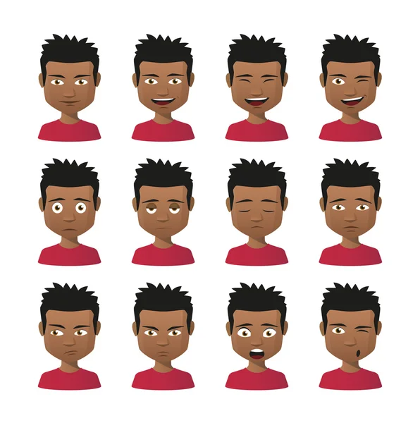 Young indian men avatar expression set — Stock Vector