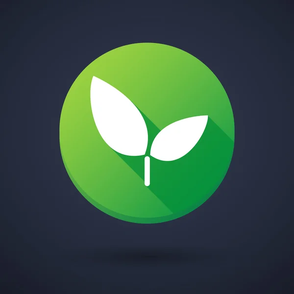 Lange schaduw ronde pictogram met een plant — Stockvector