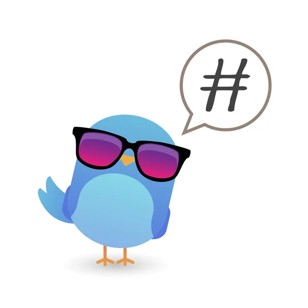 Blue bird with sunglasses — Stock Vector