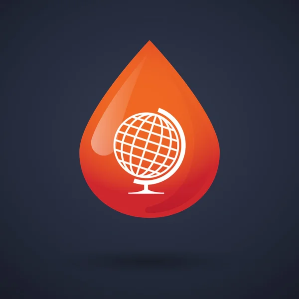 Ícone de gota de sangue com um globo mundial —  Vetores de Stock