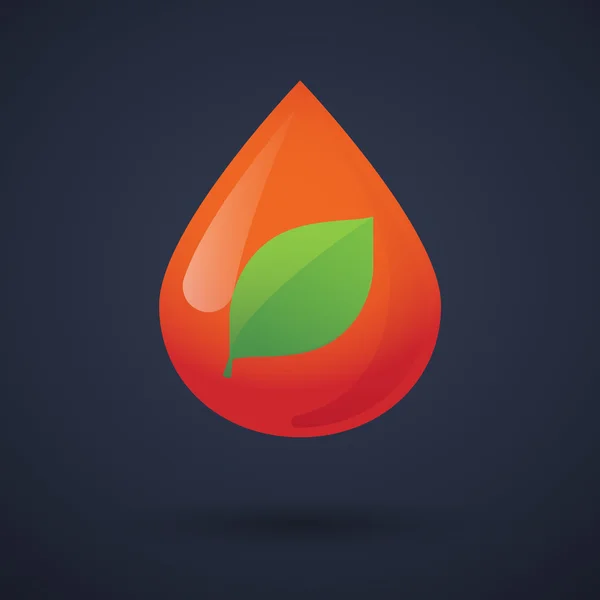 Blood drop icon with a leaf — Stock Vector