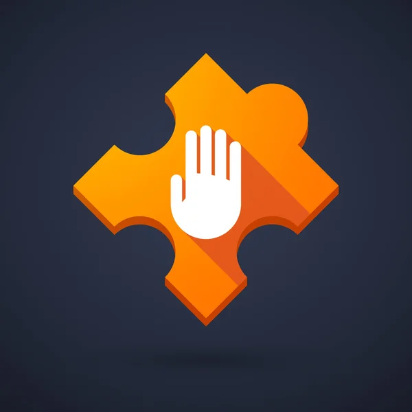 Puzzel stuk pictogram met een hand — Stockvector