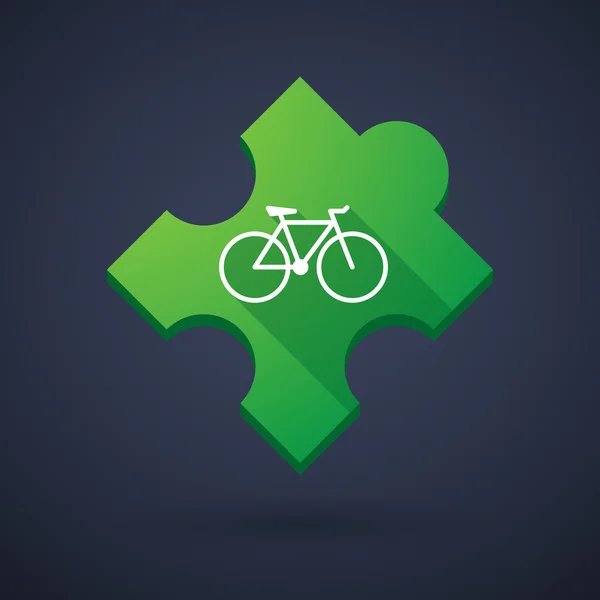 Puzzle pezzo icona con una bicicletta — Vettoriale Stock