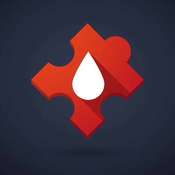 Puzzle piece icon with a blood drop — Stock Vector