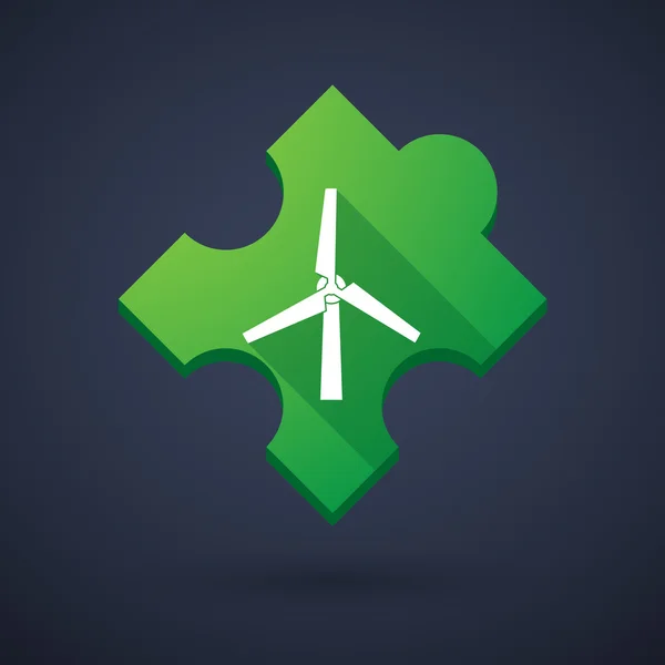 Puzzel stuk pictogram met een windgenerator — Stockvector