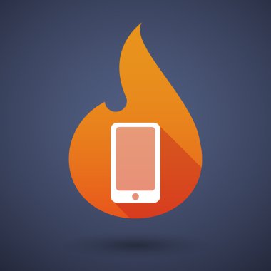 Bir akıllı telefon ile alev simgesi