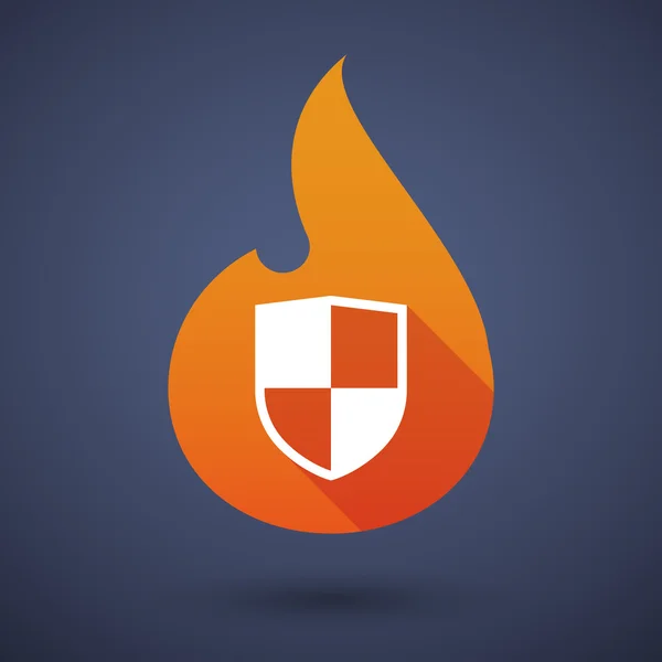 Icône de flamme avec un bouclier — Image vectorielle