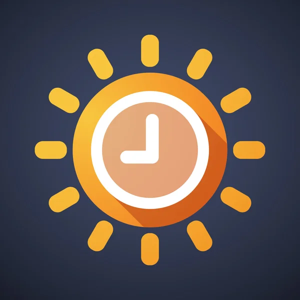 Icône soleil avec horloge — Image vectorielle