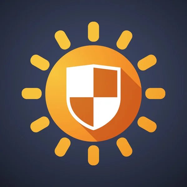 Sun icon with a shield — Stock Vector