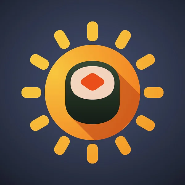 Sun icon with a sushi piece — Stock Vector