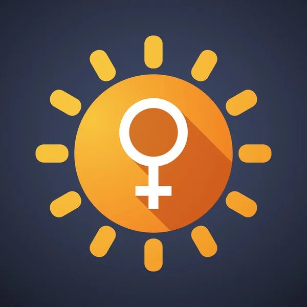 Icono del sol con un signo femenino — Vector de stock