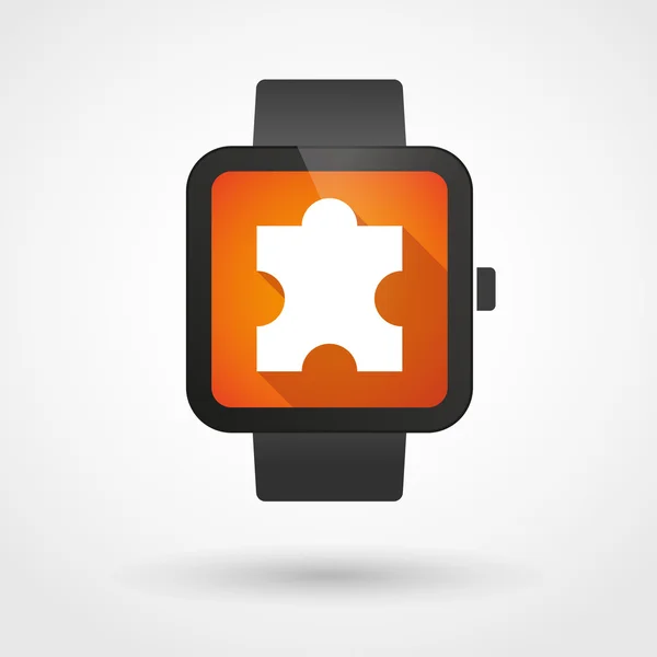 Smart watch icon with a puzzle piece — Stock Vector