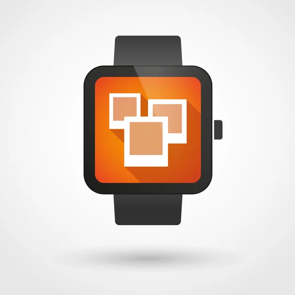 Icono de reloj inteligente con un montón de fotos — Vector de stock