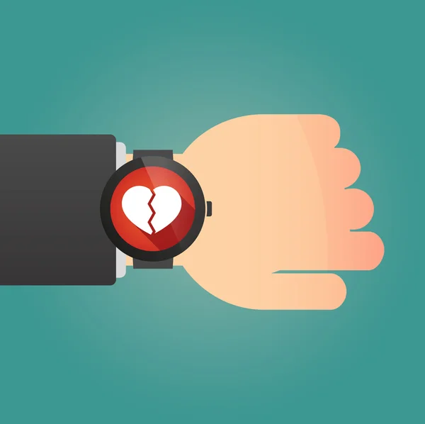 Ruka s chytré hodinky, zobrazování srdce — Stockový vektor