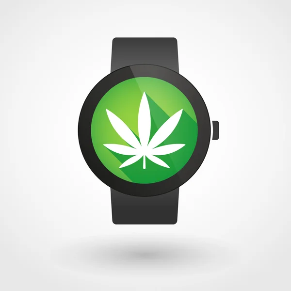 Slimme horloge pictogram met een marihuanablad — Stockvector